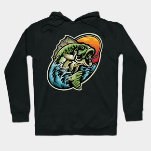 Bass Fishing Wrangler Colorful Hook Catch Hoodie